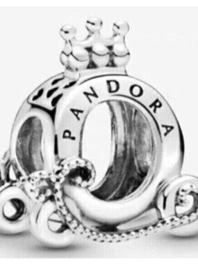 Pandora S925 Ale Polished Crown O Carriage Charm, S925 ALE Sterling Silver